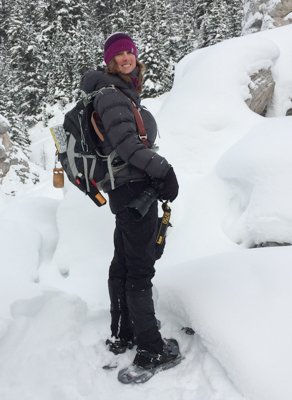 Kristin snowshoeing in the Rockies